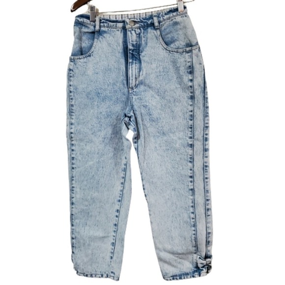 Vintage Gitano Jeans Womens Size 11 Acid Wash 90s Ankle Bow High Rise Denim - Picture 1 of 10